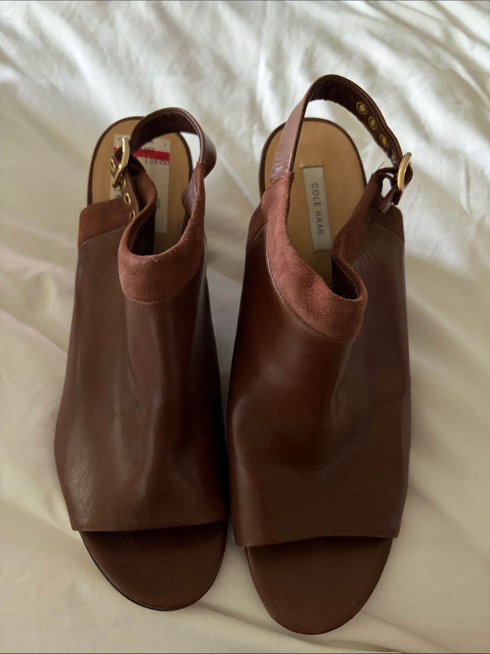 Cole Haan Brown Leather Open-Toe Slingback Mules